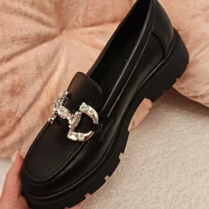 Mocassins Femme – Chaussures noires finition brillante