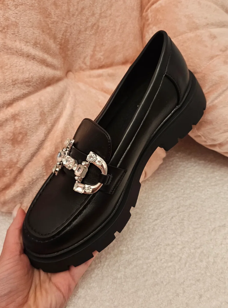 Mocassins Femme – Chaussures noires finition brillante – Image 2