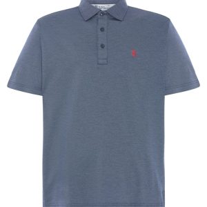 Polo Hombre Manga Corta Premium Algodón Geométrico - Azul 0010_39