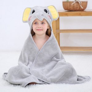 Poncho Bain Enfant Eléphant Gris