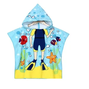 Poncho bain manches courtes enfants