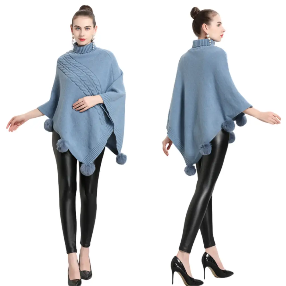 Poncho bleu femme – Image 5