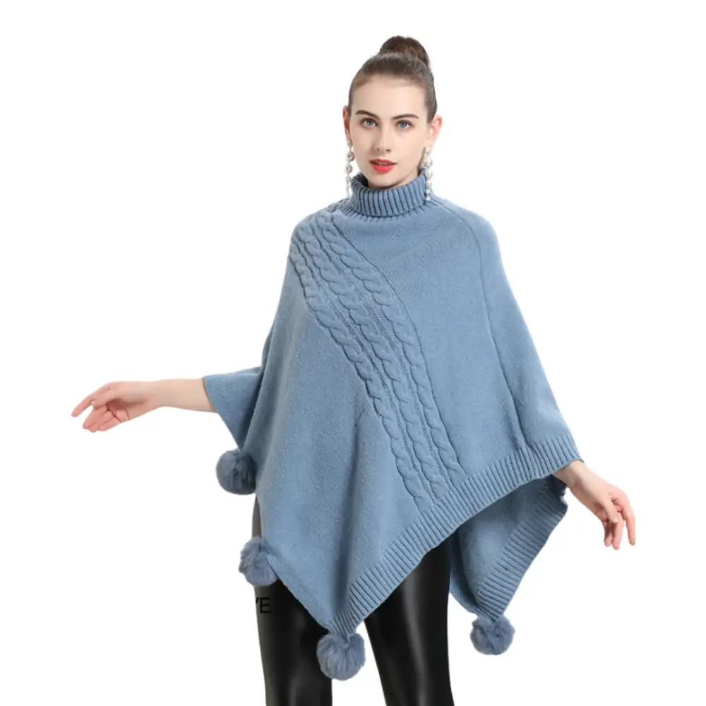 Poncho bleu femme – Image 3