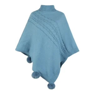 Poncho bleu femme