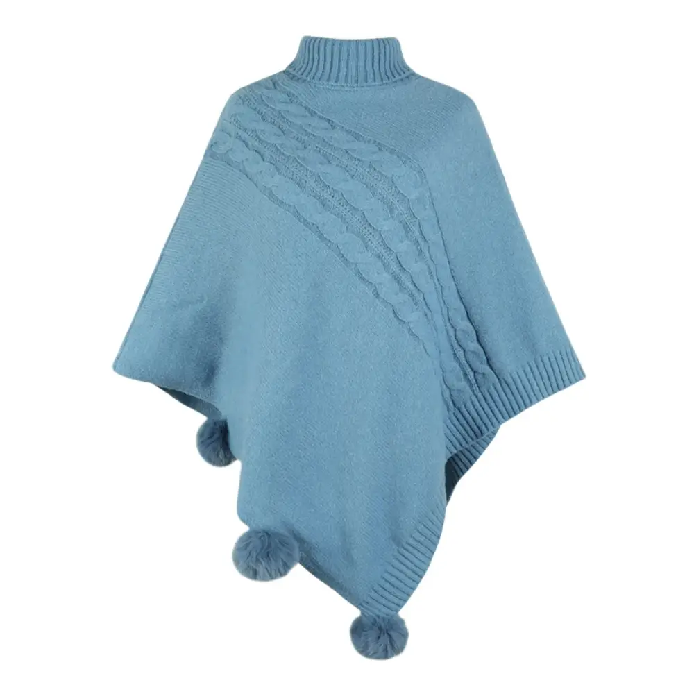 Poncho bleu femme
