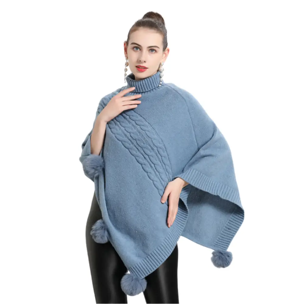 Poncho bleu femme – Image 4
