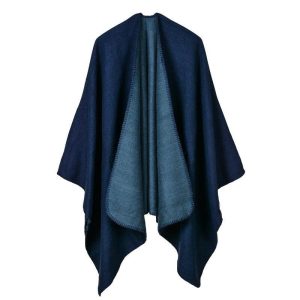 Poncho Bleu Femme