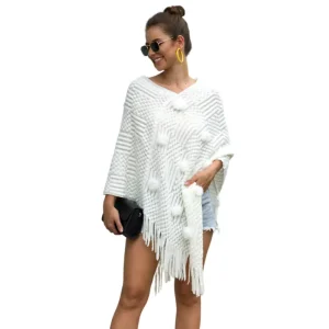 Poncho bohème au tricot