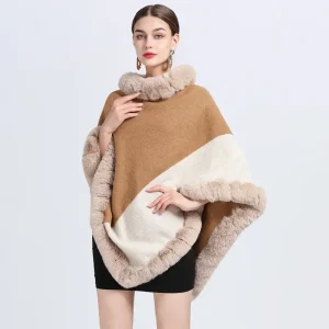 Poncho Camel Femme