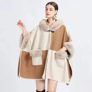 Poncho Cape Fourrure Femme