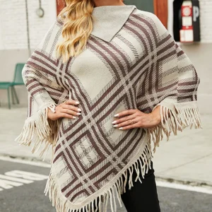 Poncho Carreaux Femme