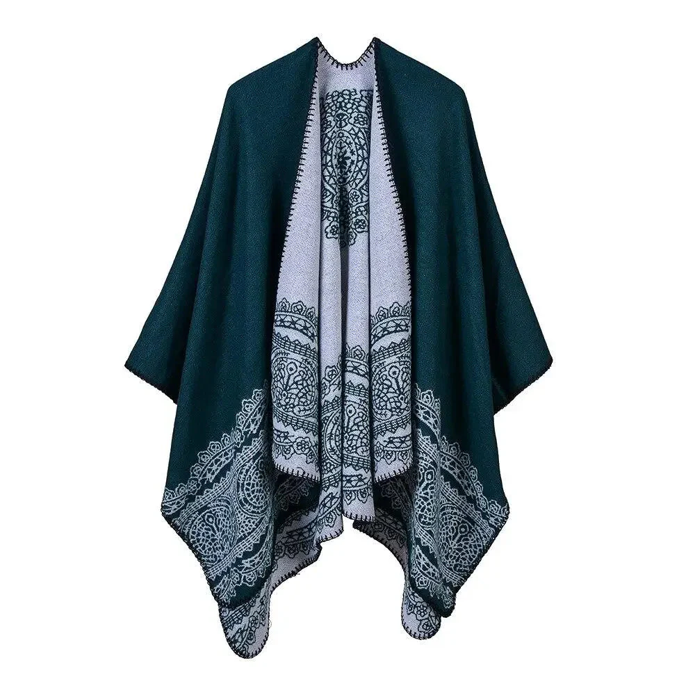 Poncho Châle Élégant Noir et Blanc – Image 5