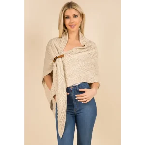 Poncho Châle Tricoté Ceinture