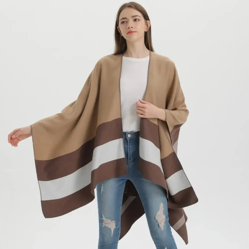 Poncho Contrasté Femme