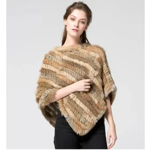 Poncho Court Effet Fourrure