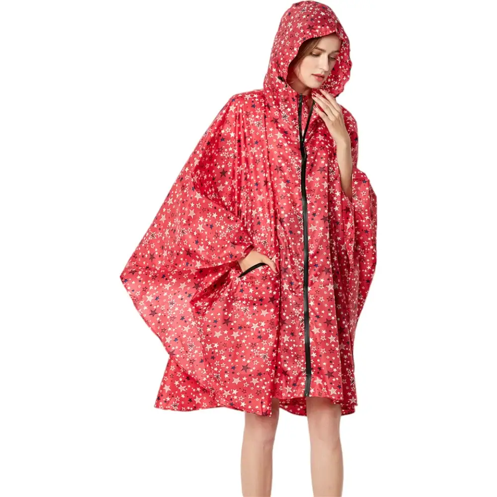 Poncho de pluie femme rouge