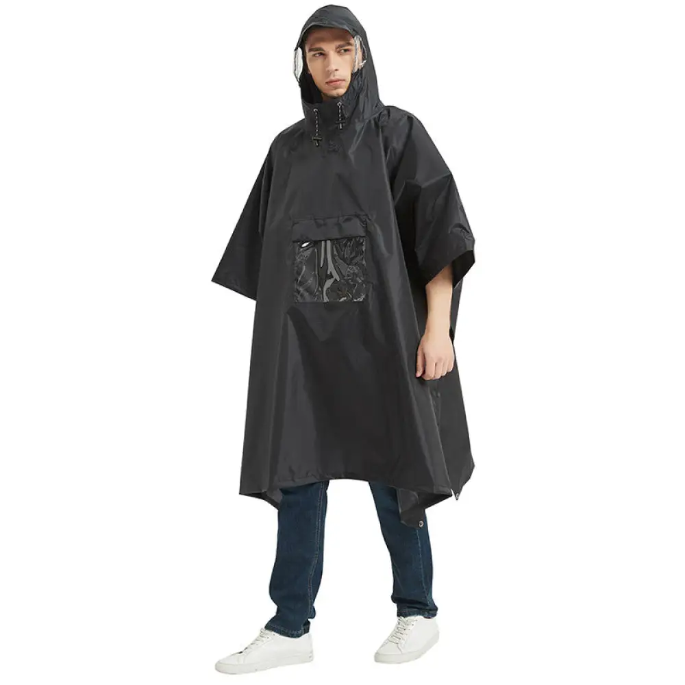 Poncho de pluie noir pour hommes – Image 3