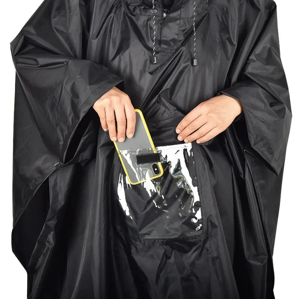 Poncho de pluie noir pour hommes – Image 6