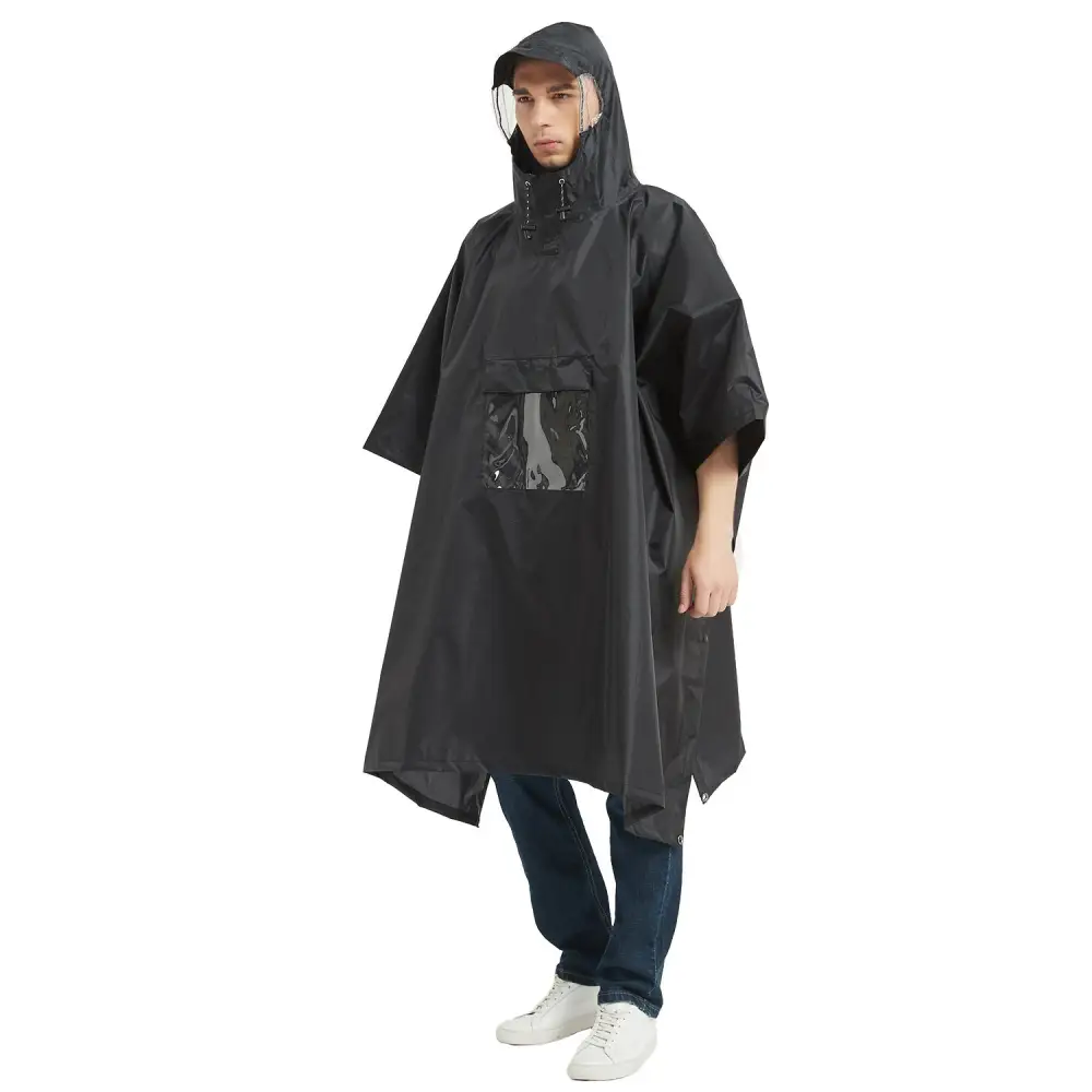 Poncho de pluie noir pour hommes
