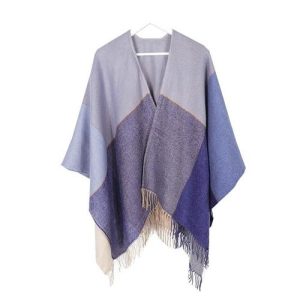Poncho Frange-Cachemire Femme
