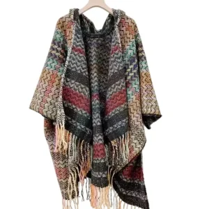 Poncho Femme Cachemire Motifs Laine