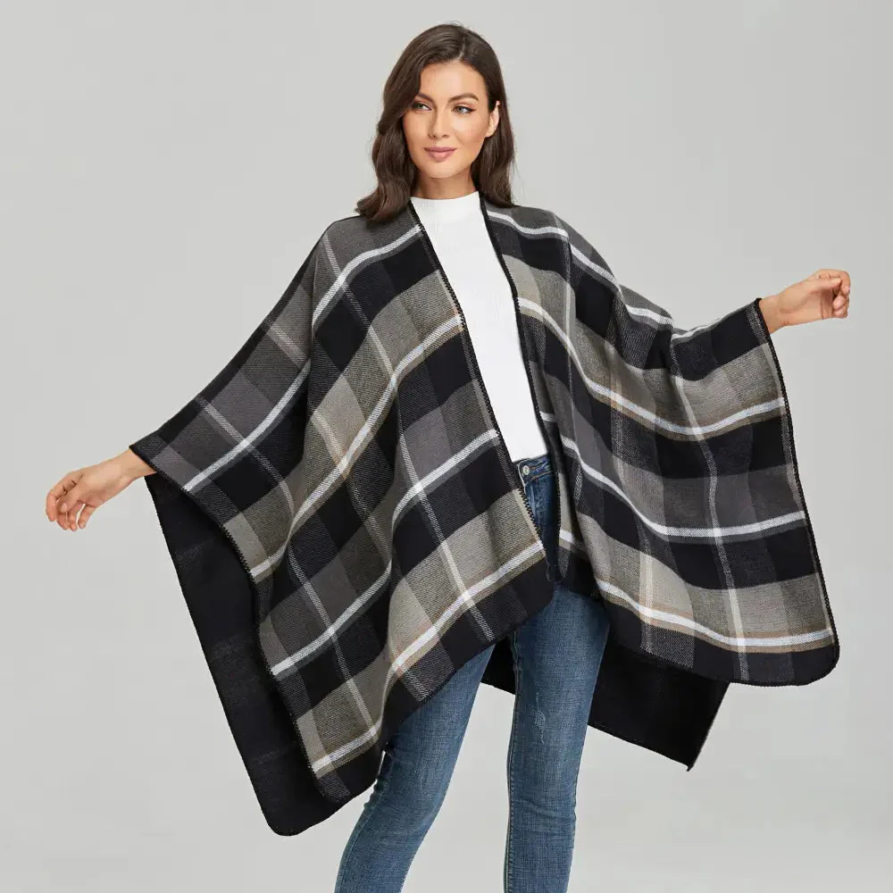 Poncho Femme Chic Noir et Gris – Image 4