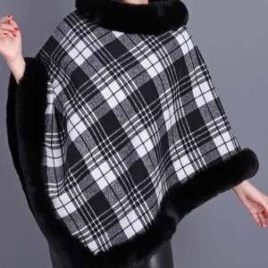 Poncho Femme Col Fourrure