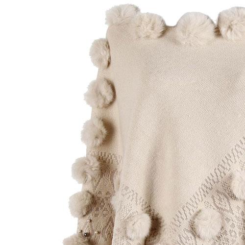 Poncho Pompons Femme Coton – Image 7