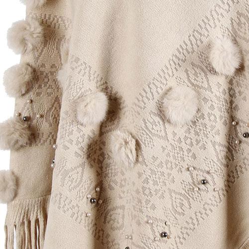 Poncho Pompons Femme Coton – Image 8