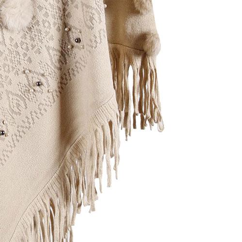 Poncho Pompons Femme Coton – Image 9