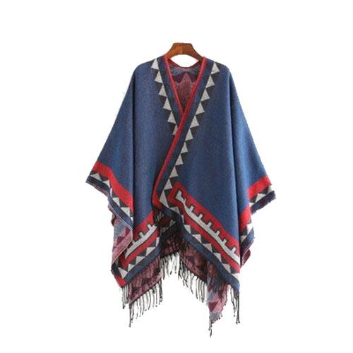 Poncho Ethnique-Frange Femme – Image 2