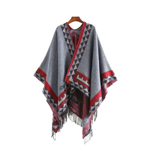 Poncho Ethnique-Frange Femme – Image 4