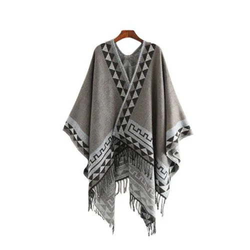 Poncho Ethnique-Frange Femme – Image 9