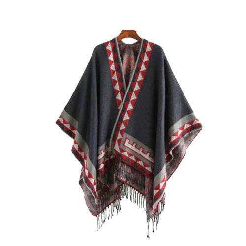 Poncho Ethnique-Frange Femme – Image 6