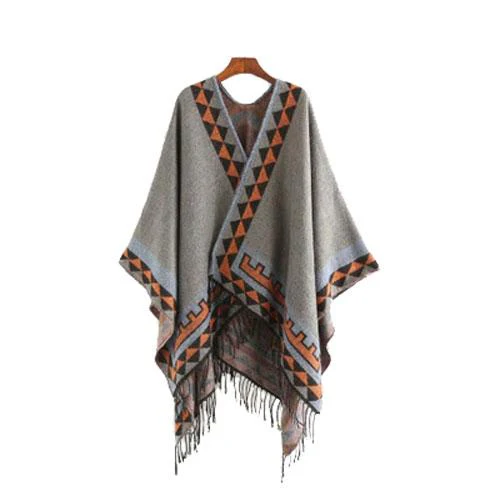 Poncho Ethnique-Frange Femme – Image 7