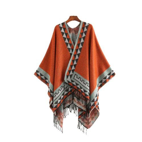 Poncho Ethnique-Frange Femme – Image 3