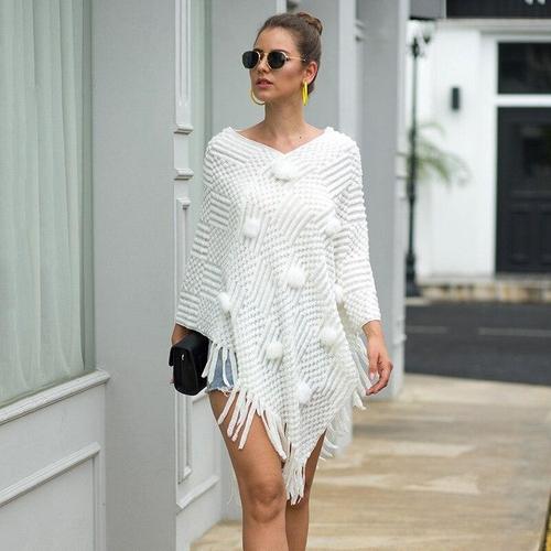 Poncho Pompons-Fin Femme – Image 7