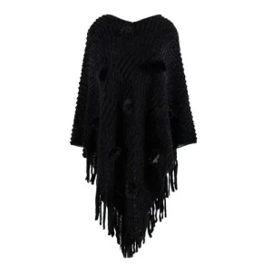 Poncho Pompons-Fin Femme