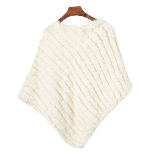 Poncho Rayée-Fourrure Femme – Image 6