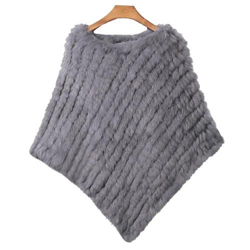 Poncho Rayée-Fourrure Femme – Image 4