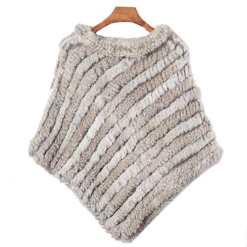 Poncho Rayée-Fourrure Femme – Image 7