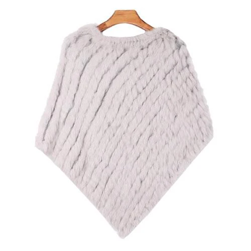 Poncho Rayée-Fourrure Femme – Image 5