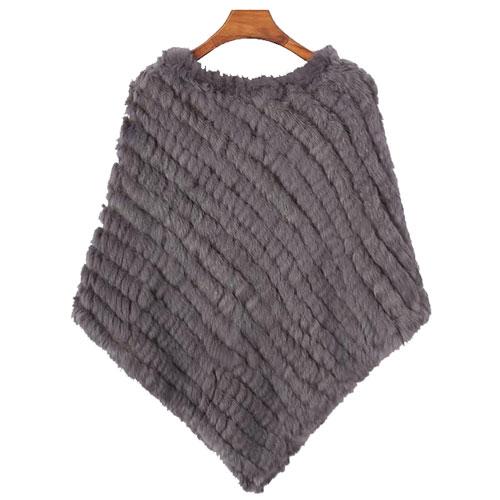 Poncho Rayée-Fourrure Femme – Image 3