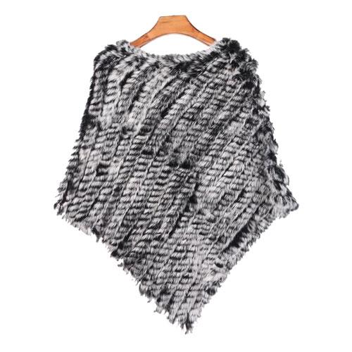 Poncho Rayée-Fourrure Femme – Image 8