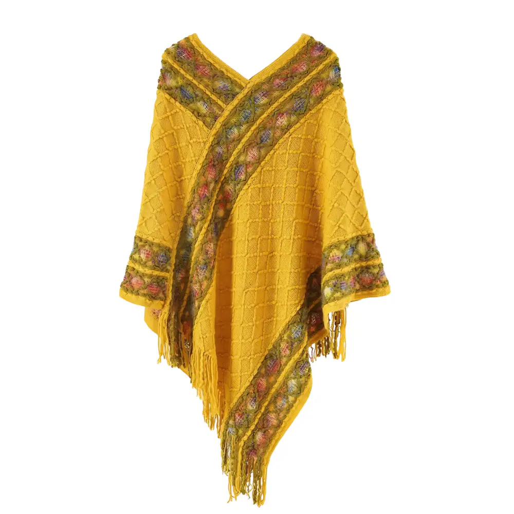 Poncho femme jaune