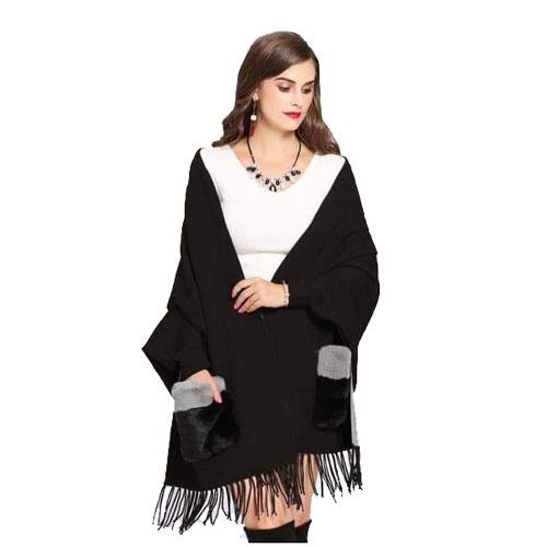 Poncho Poches-Fourrure Femme – Image 2