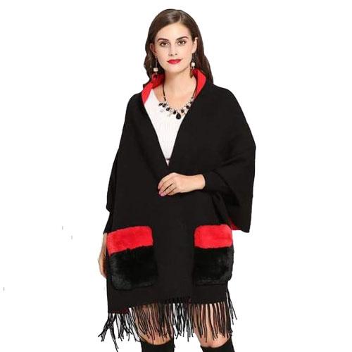 Poncho Poches-Fourrure Femme – Image 3