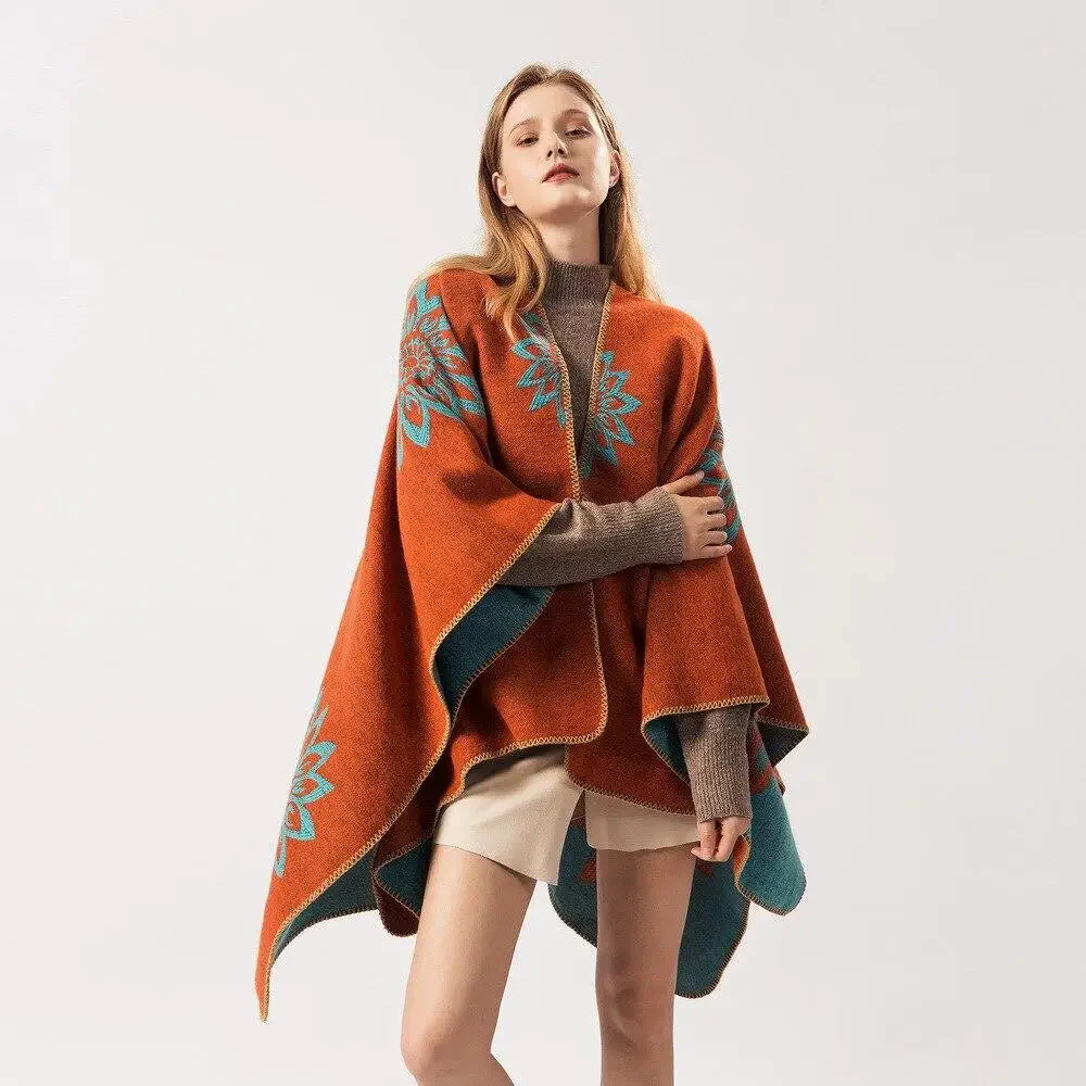 Poncho Femme Style Oranger – Image 4