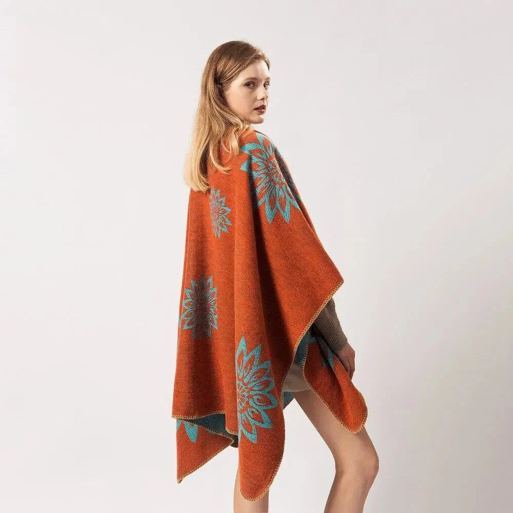 Poncho Femme Style Oranger – Image 3