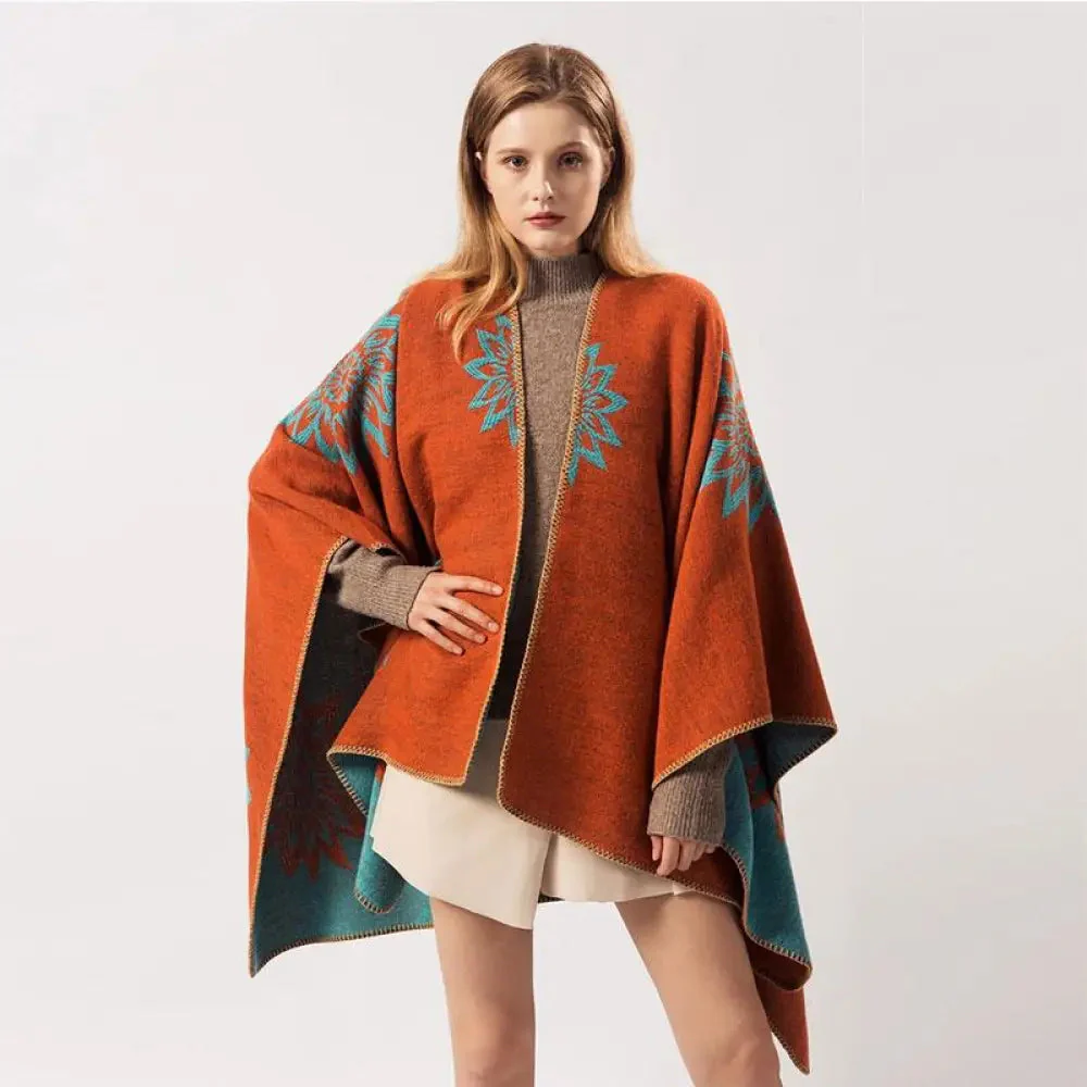 Poncho Femme Style Oranger